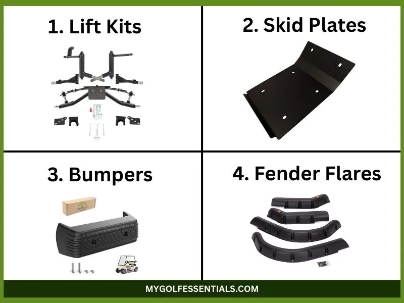 Utility & Protection Accessories
such as Lift Kits Skid Plates Brush Guards / Bumpers Fender Flares