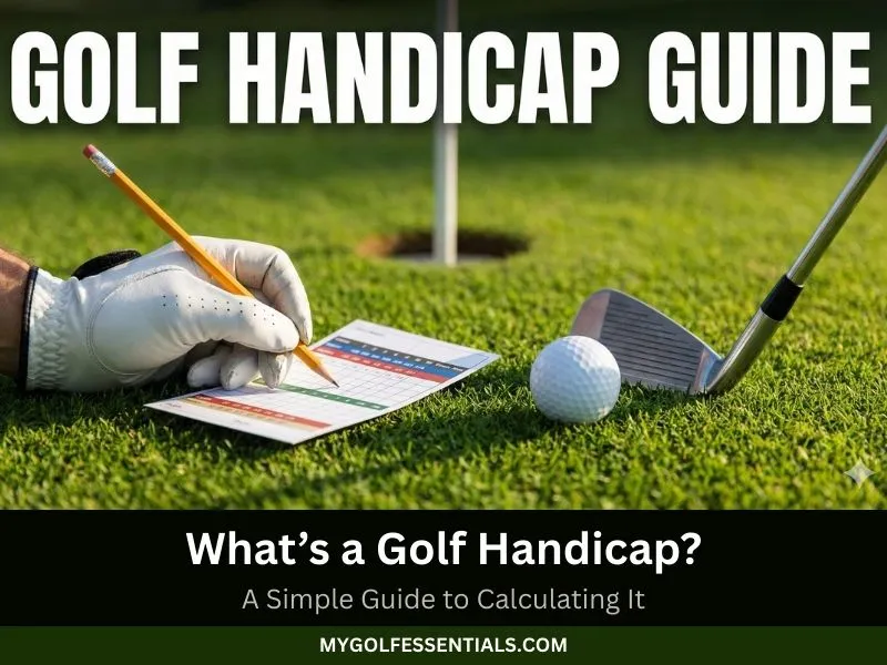 Golfer writing on a scorecard on the green, showing golf handicap